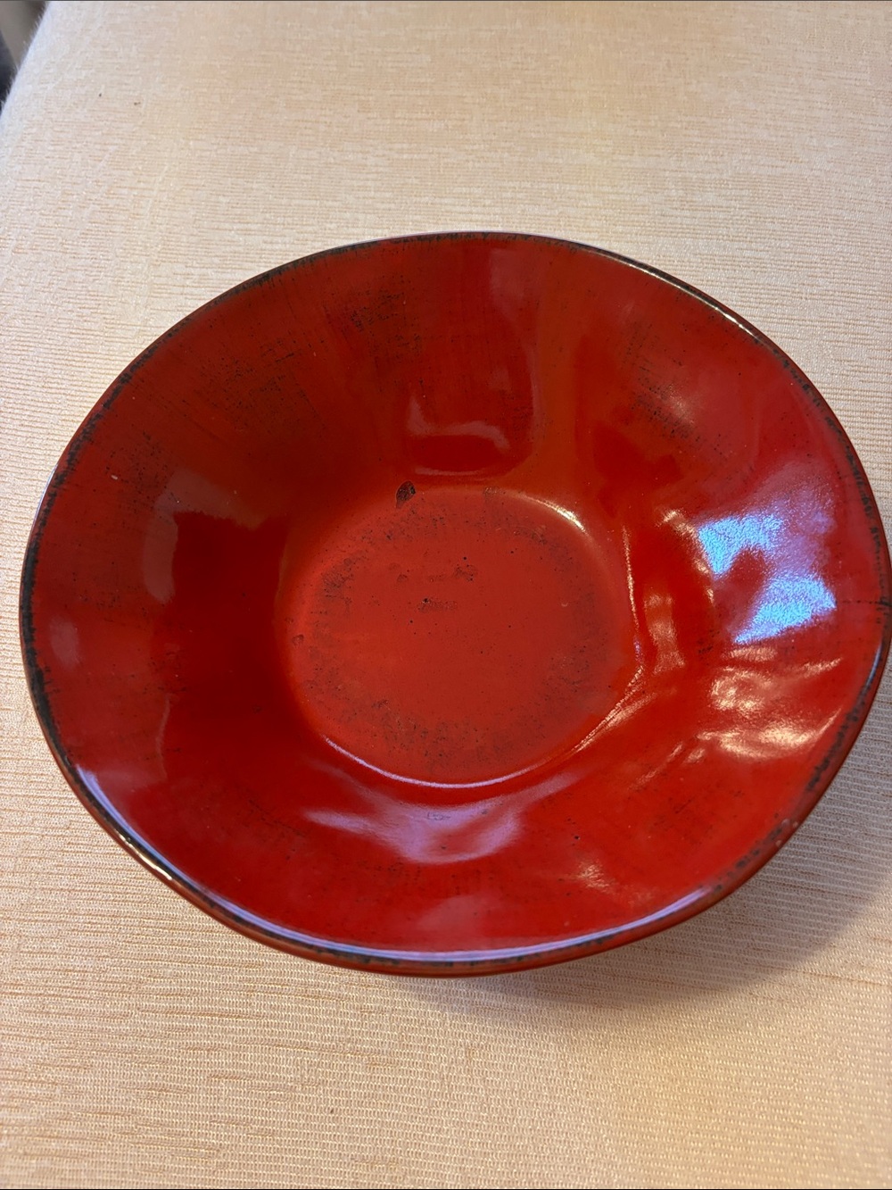 Crate&Barrel Red Glazed Ceramic Serving Bowl